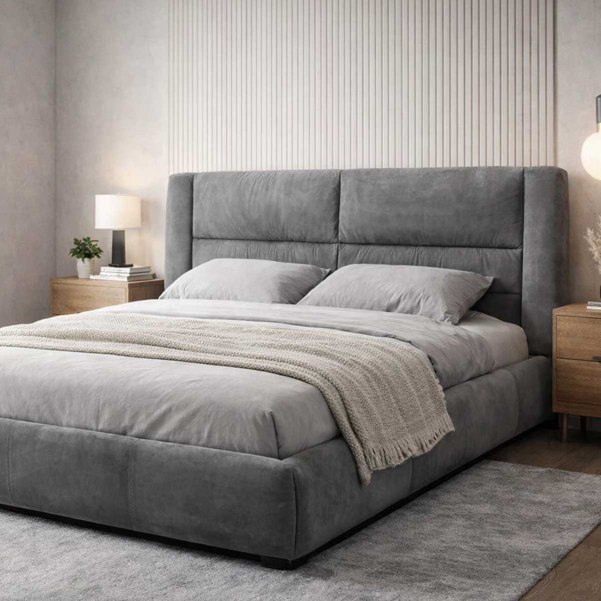 Pat tapițat Cezar 200x200 cm | piele naturala Nabuc– CODI Atelier