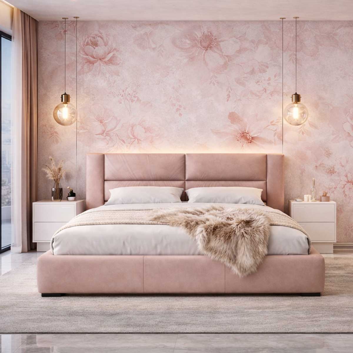 Pat tapițat Cezar 200x200 cm | piele naturala Nabuc– CODI Atelier - imagine 5